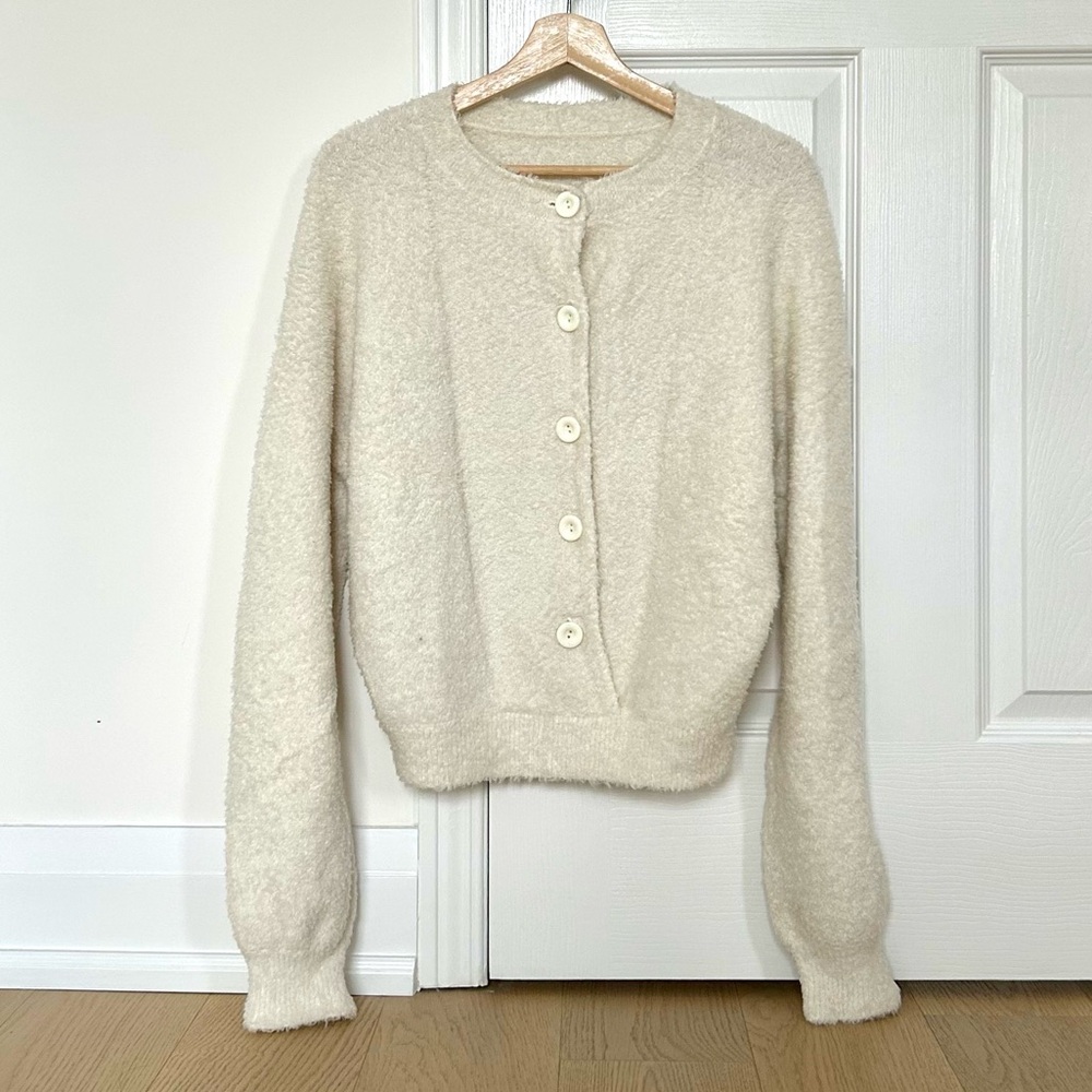 Cozy Cream Crewneck Button Sweater